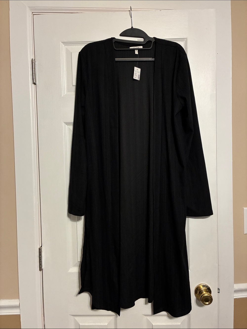 Maurices Black Ribbed Open-Front Cardigan - Picture 1 of 3